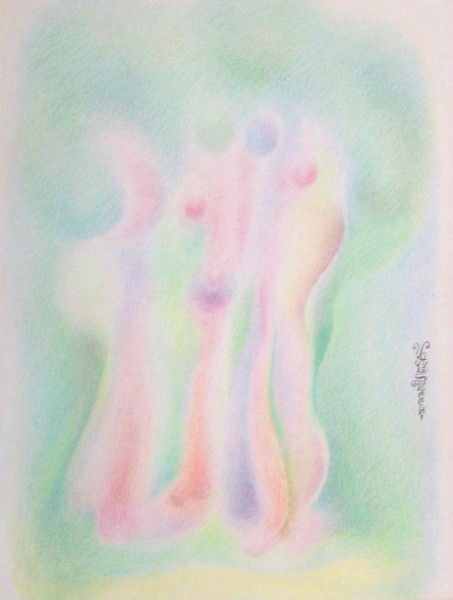 Arte psichica-danza delle vitalità,1988-pastelli su carta cm.50x35  