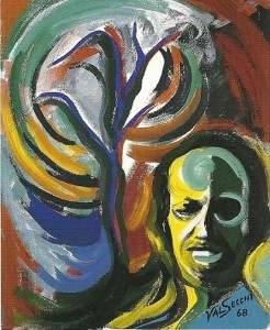 Autoritratto, 1968-tempera su carta cm. 40x30       