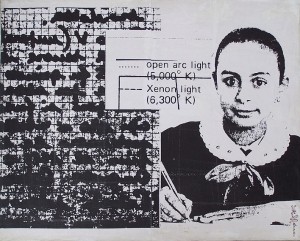 Mutazione scrittura, 1982 - collage su tela cm. 40x 50         