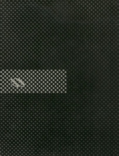 Mutazione scrittura,1979 - elaborazione meccanica lettera a -collage poliestere cm. 30x24    